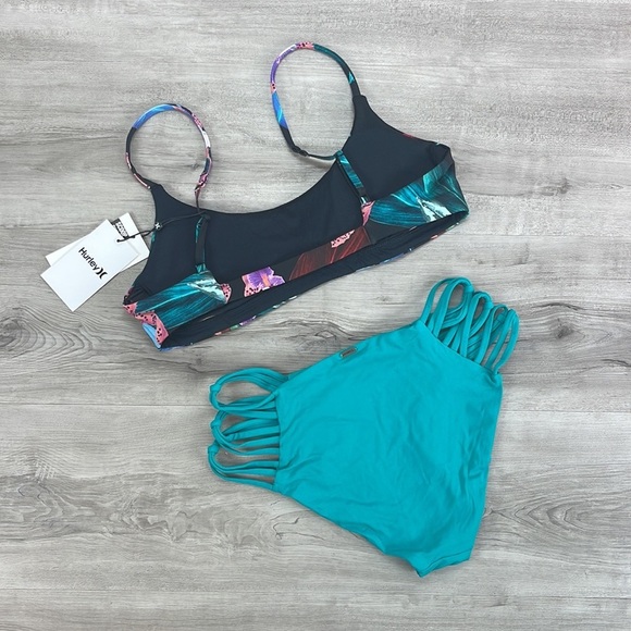 ☀️HURLEY☀️ ORCHID SNACK Adjustable SALTWATER SOUDS BOULDERS BOTT BIKINI SET - Picture 11 of 12